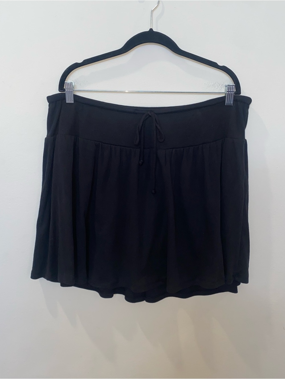 No Boundaries Black Drawstring Waist Cotton Skater Skirt Alt Goth Sporty Casual